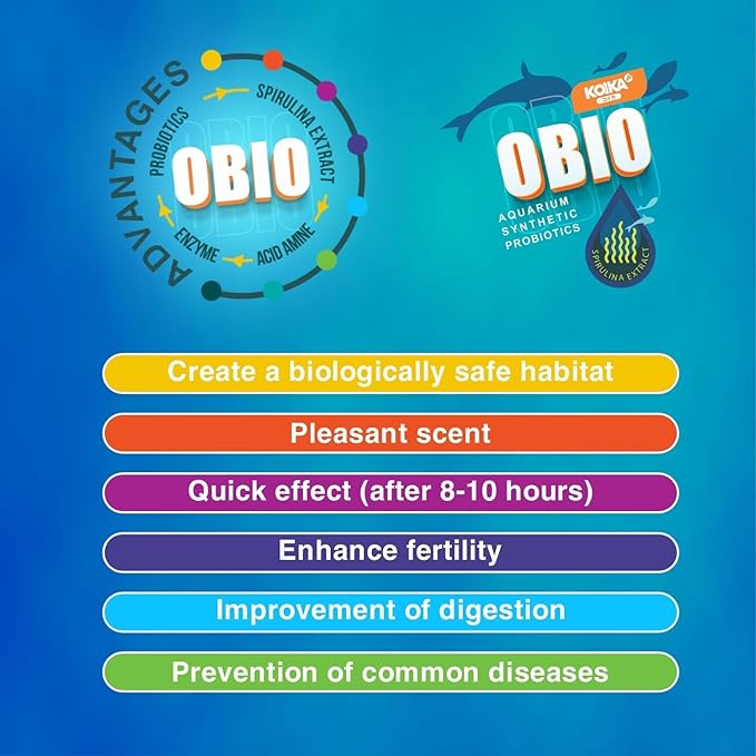KOIKA OBIO Aquarium Water Treatment, Quick Effect (After 8-10 Hours), Improvement of Digestion and Immune Systems of Fish & Shrimp (Liquid, 180ml (6.08 fl oz))