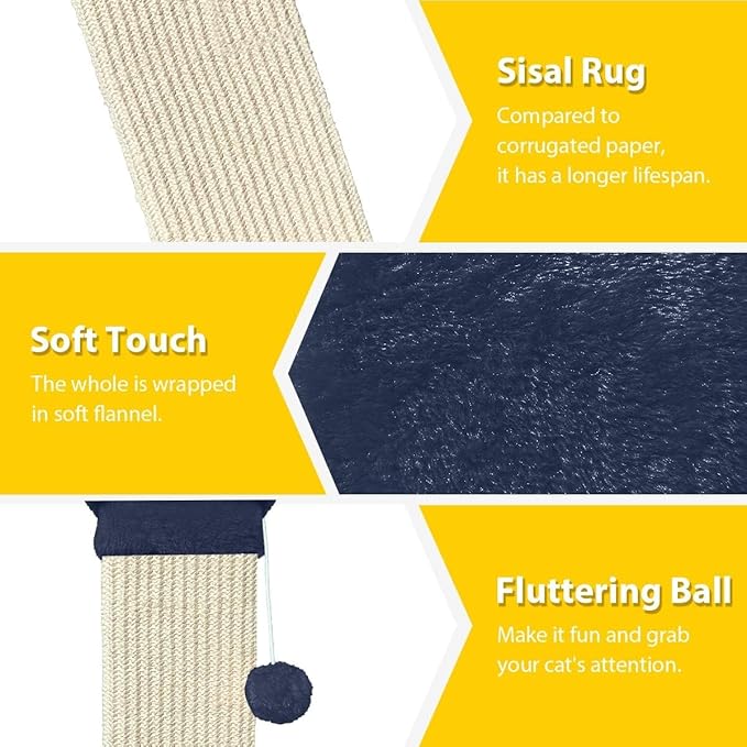 AGYM Cat Scratching Post, 32 Inch Cat Scratch Post for Cats and Kittens, Protect Your Furniture and Exercise Cats, Nature Sisal Modern Cat Scratcher for Indoor Cats, Blue