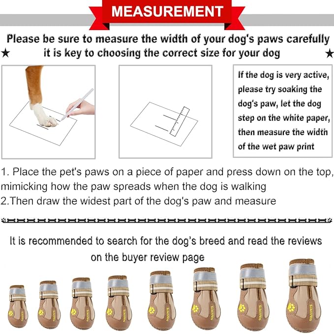 QUMY Dog Shoes for Large Dogs, Medium Dog Boots & Paw Protectors for Winter Snowy Day, Summer Hot Pavement, Waterproof in Rainy Weather, Outdoor Walking, Indoor Hardfloors Anti Slip Sole Khaki 3