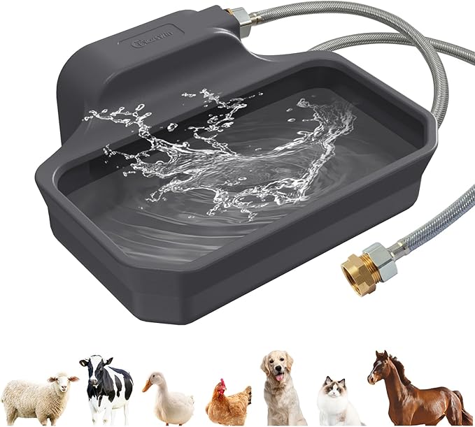 135OZ Automatic Water Dispenser for Large Dogs Patented Outdoor Dog Water Bowl Dispenser Automatic Dog Feeder Fit 3/4'' GHT Faucet Dog Waterer Include Water Hose Extra-Large Drinking Area