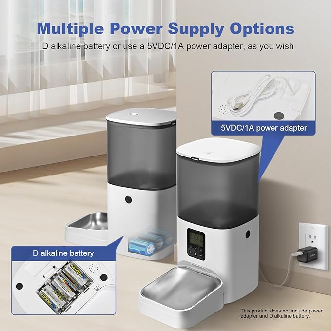 Automatic Cat Feeder, 6L Cat Food Dispenser with 10s Voice Recorder, Pet Feeder up to 8 Meals per Day, Timed Feeder with Dry Food Sealed Ring (Jade White, 6L)