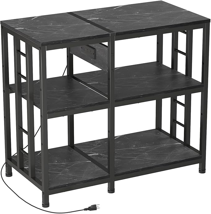 Reinforced 40-50 Gallon Aquarium Stand with Power Outlet | Ultra-Stable 750LBS Capacity Metal Fish Tank Stand for Reptile/Aquatic Setups, 5-Tier Adjustable 37"x19" Steel Shelving System