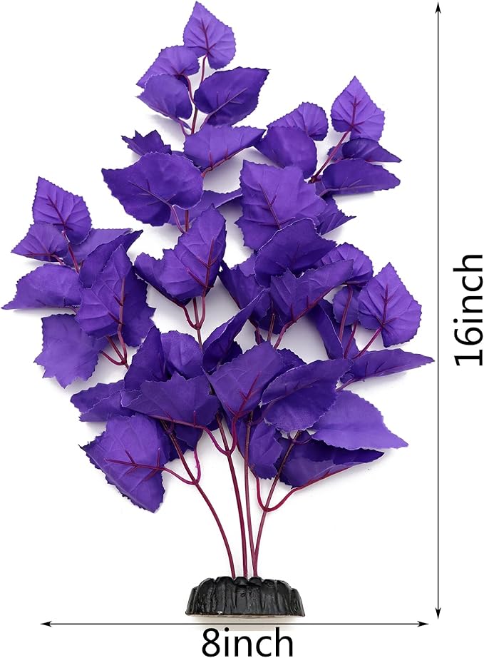 ALEGI Silk Aquarium Plants, 16 Inch Artificial Silk Plants Decorations for Fish Tank,Aquarium Décor Plastic Plants (Purple, 2 Pack)