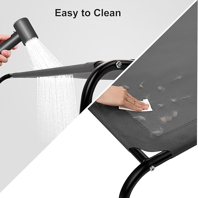 Cooling Elevated Dog Bed with Non-Slip Floor Protectors & Breathable Mesh, Raised Indoor & Outdoor Dog Cot Hammock, 34" L x 25" W x 8" Th, Small, Green