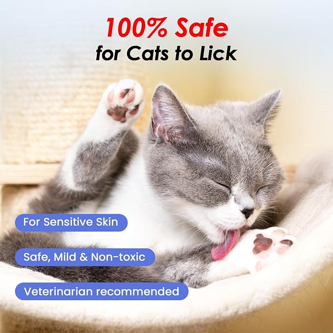 Waterless Cat Shampoo with Cat Brush - No Rinse Foam Dry Shampoo | Deep Cleansing Relieves Itchy Skin & Shedding | Gentle, pH-Balanced for Kittens Sensitive Skin | Specifically for Cat Bath | 7 oz*2