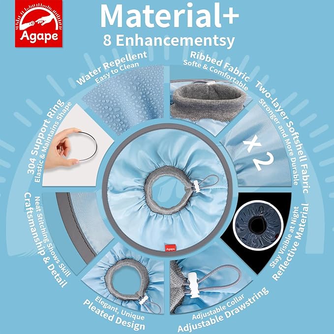 Agape Comfortable Cat Cone - Lightweight Soft Recovery Collar for Cats After Surgery - Protective E-Collar for Small, Medium, and Large Cats - Stops Licking & Scratching - Wound Care