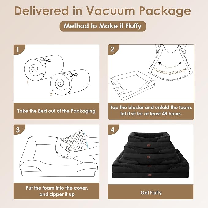 EHEYCIGA Memory Foam Dog Bed for Large Sized, Orthopedic Dog Sofa with Sides and Waterproof Liner, Washable Bolster Pet Couch with Removable Cover, 36x27x7 Inch, Black