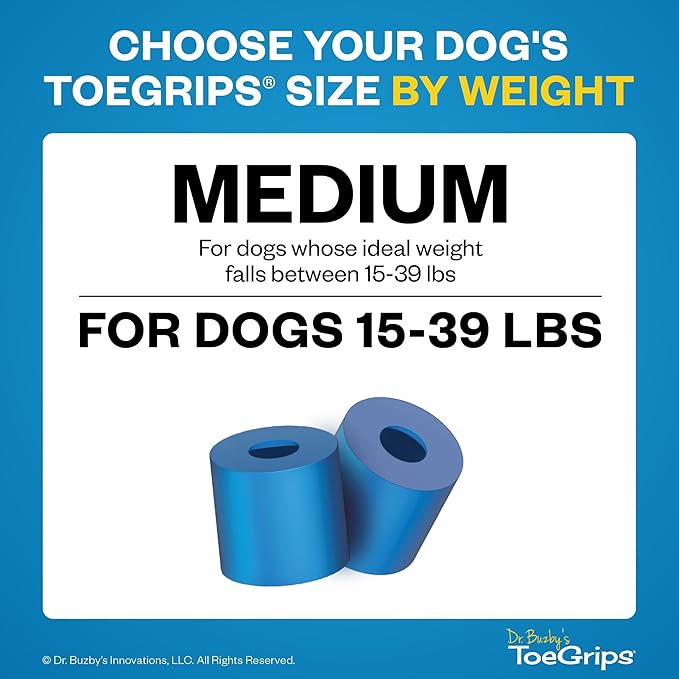 Dr Buzby's Medium ToeGrips for Dogs - Instant Traction on Wood/Hardwood Floors - Anti Slip Relief - Grippers for Senior Dogs - Stop Sliding Instantly - Rubber Nails for Paws - 1 Pack (20 Grips)
