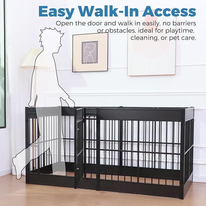 Dog Playpen, 35.4" Height Dog Pen Indoor, Heavy Duty, Safe and Sturdy, Furniture Style Puppy Pen (12 Panels (35.4" High), Black)