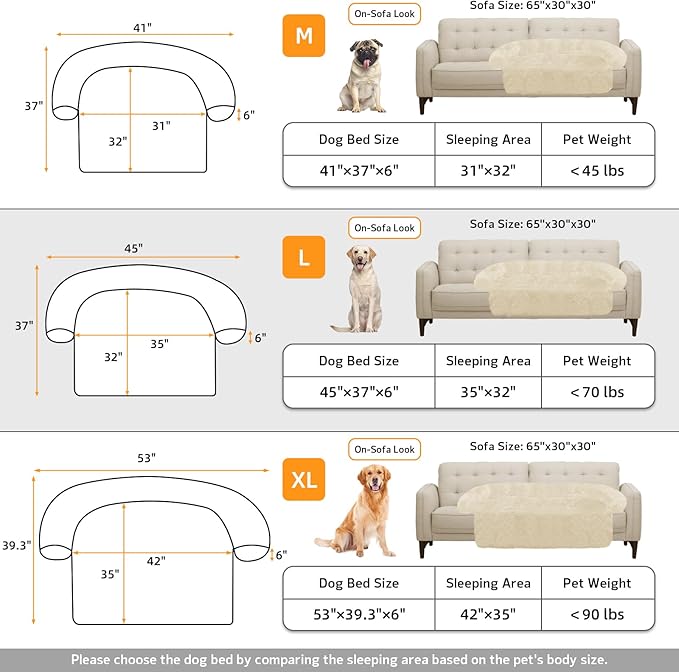 Calming Dog Bed Fluffy Plush Dog Mat for Furniture Protector with Removable Washable Cover for Large Medium Small Dogs and Cats (Large, Beige)