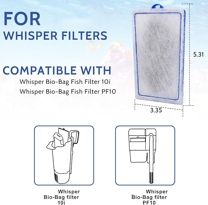 9 Count Assembled Medium Filter Cartridges Compatible with Tetra Whisper Bio-Bag Filters 10i PF10 Reptofilter 90 GPH Medium Replacement Filter Cartridges for Whisper Filter & Aquariums
