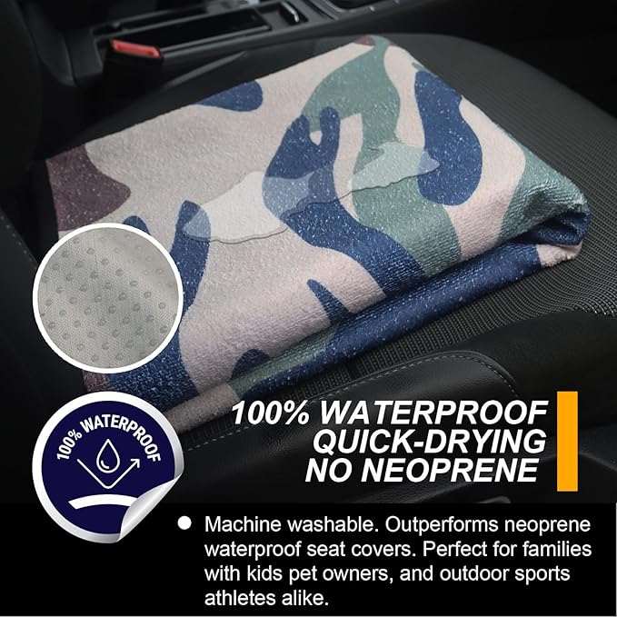 Back Seat Cover for Car Trucks Van SUV,Waterproof Rear Bench Towel Seat Covers for Dogs and Kids,Automotive Backseat Protector (Camouflage)