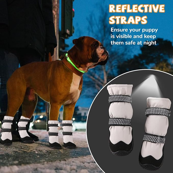 Winter Dog Snow Boots with Warm Wool Lining, Dog Shoes for Large Small Medium Dogs, Dog Booties and Paw Protectors, Anti-Slip Dog Shoes with Reflective for Snow, Hardwood Floors, Hiking (Size 5)
