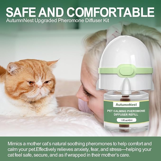 6-in-1 Cat Calming Pheromone Diffuser Kit, Cat Calming Diffuser for Anxiety Relief, Aggression, Scratching, Urine Marking, Fighting, Meowing, Hiding, Safe for All Cats, 120 Days Support