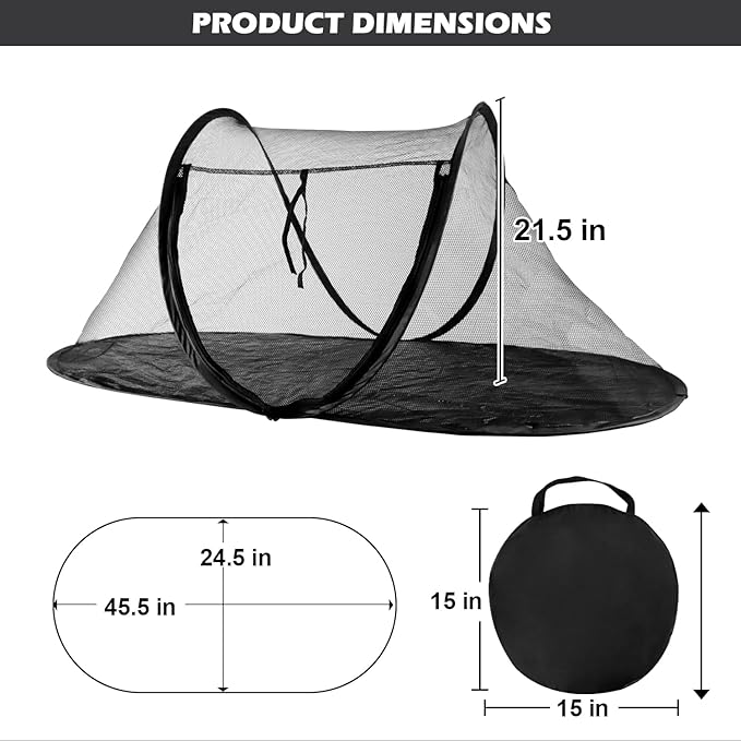 Cat Tent Outdoor, Pet Enclosure Tent Suitable for Cats and Small Animals, Indoor Playpen Portable Exercise Tent with Carry Bag（Black）
