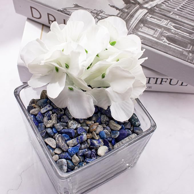 Lapis Lazuli Crystals Chips Aquarium Gravel Rocks 3 Lbs, Natural Gemstones Healing Reiki Crystals Polished Tumbled Crushed Rocks Quartz Vase Filler Fish Tank Gravel Home Decoration