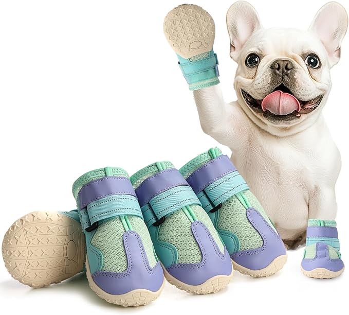 Dog Shoes for Large Dogs, Anti-Slip Dog Boots for Winter Snow, Hot Pavement, Dog Booties & Paw Protectors Blue Size 6