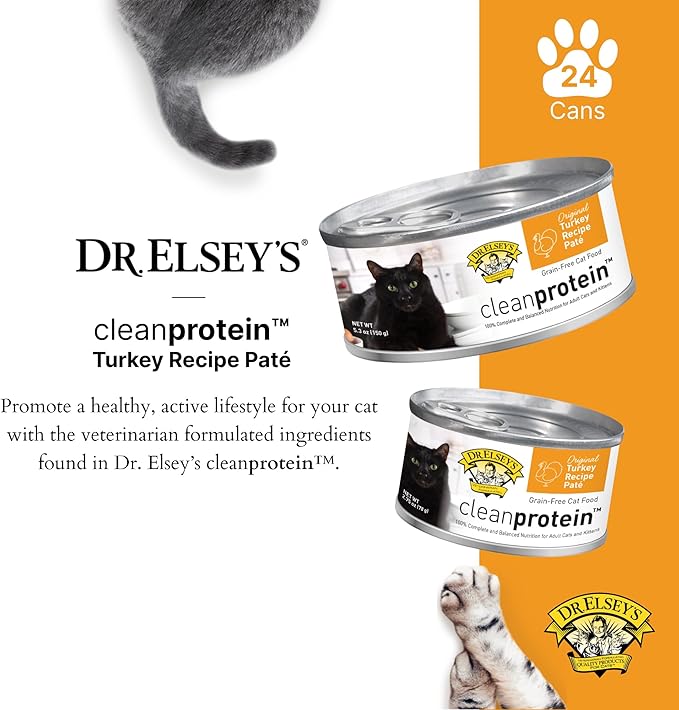 Dr. Elsey's cleanprotein Original Turkey Recipe Wet Cat Food, (Pack of 24), 2.75oz Cans
