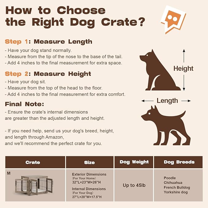 Dog Crate Furniture with Cushion, 32 inch Wooden Kennel Table with Double Doors, Indoor Dog House End Table for Small/Medium Dog, Grey (32x23x26in)