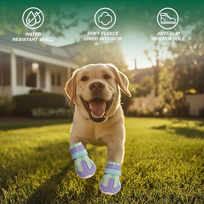 Dog Shoes for Large Dogs, Anti-Slip Dog Boots for Winter Snow, Hot Pavement, Dog Booties & Paw Protectors Blue Size 6