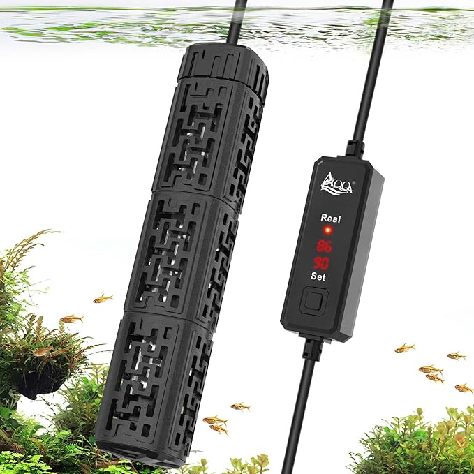 AQQA Fish Tank Heater,Aquarium Heater 50W 150W 250W 400W 500W 800W for 3-220 Gal,Set Temperature 59℉-93℉ Temperature Accuracy,Out of Water or High Temperature Automatic Power Off (150W to 15-30 gal)