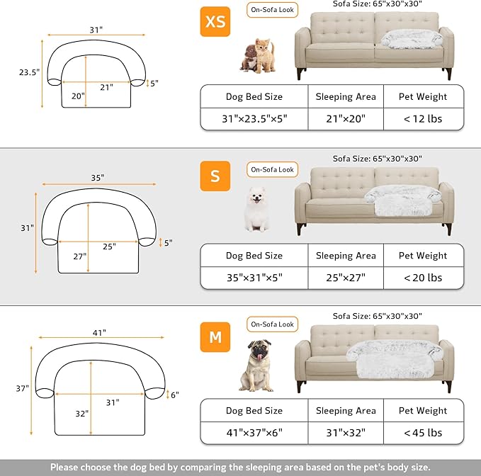 Calming Dog Bed Fluffy Plush Dog Mat for Furniture Protector with Removable Washable Cover for Large Medium Small Dogs and Cats (Small(35x31x5), Light Grey)