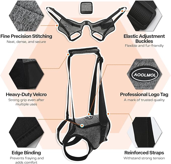 Dog Sling for Medium Large Dog Rear Leg, Lift Harness Provide Support with Muscle Atrophy and Joint Problems for Elderly Injured Arthritic Pet, Dog Weak Rear Legs Provides Rehabilitation Aid