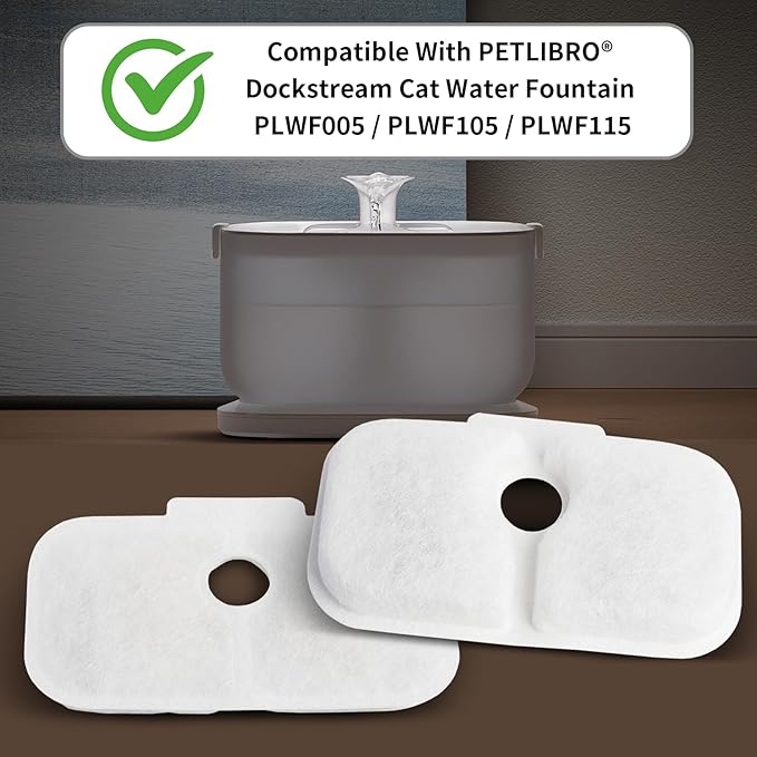 Cat Water Fountain Filter, 16 Pack Cat Fountain Filter Replacement with 16 Sponges Compatible With PETLIBRO® Dockstream Tomxcute Cat Water Fountain PLWF005 / PLWF105 / PLWF115 / PLWF305