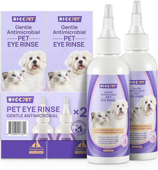 HICC PET Dog Eye Drops, Eye Drops for Dog Care & Cat Care, Soothe Allergy, Relieve Dry Eyes Pink Eyes, Pet Tear Stain Cleaner (2 x 5.1 fl oz)