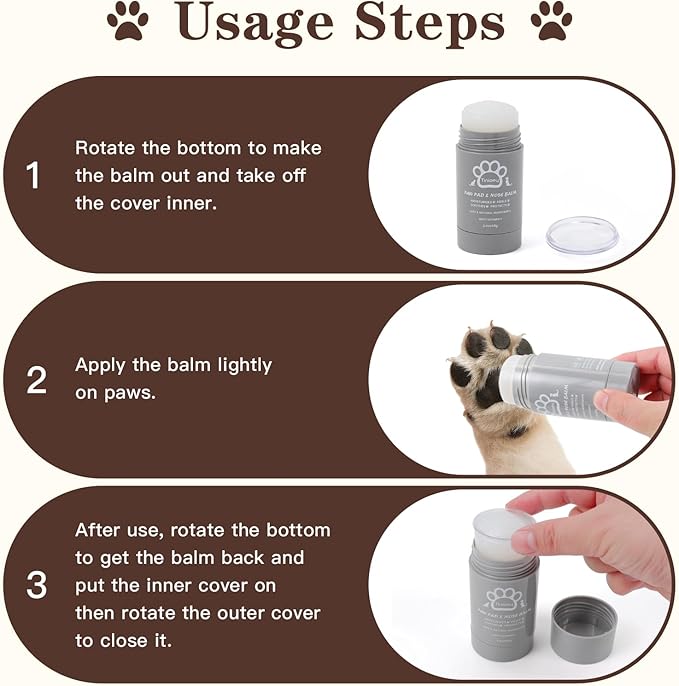 Cat Dog Paw Pad Balm Stick (2.4 oz) | Natural Lick Safe Dog Paw Blam Protector, Soother & Moisturizer for Cracked Dry & Damaged Paws, Nose & Elbows | Snout Soother for Dogs
