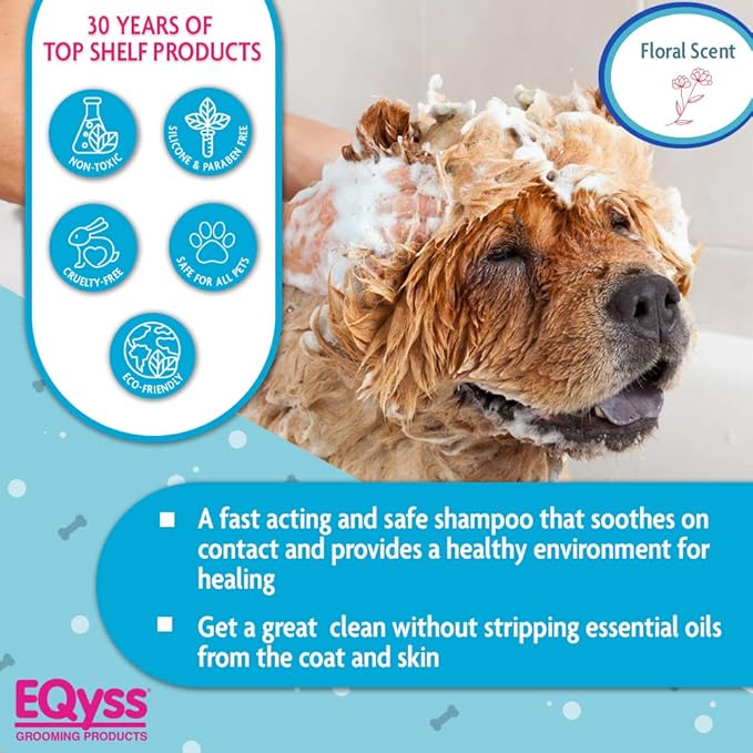 EQyss Micro-Tek Pet Shampoo - Soothes Dry Irritated Skin on Contact, Stops Itching, Scratching, Biting, Licking Hot Spots - for Cats & Dogs (128 oz)