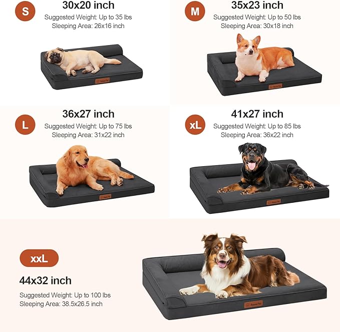 Chew Proof Dog Bed, 3" Memory Foam Dog Bed for Small and Medium Dogs, Removable and Washable Microsuede Cover, Waterproof Liner, Nonskid Bottom, 30x20 Inches S Dark Grey