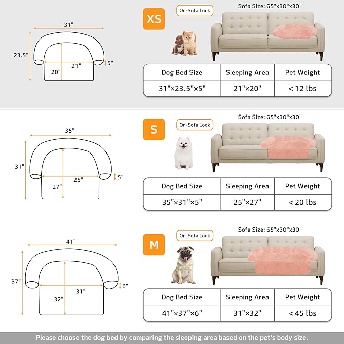 GGIB Calming Dog Bed Fluffy Plush Dog Mat for Furniture Protector with Removable Washable Cover for Large Medium Small Dogs and Cats (XS (31"x23.5"x5"), Pink)