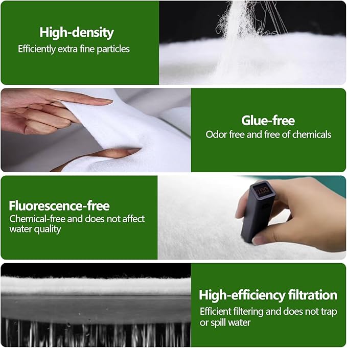 Aquarium Polishing Filter Pad-Ultra Fine 200 Micron Filter Floss for Crystal Clear Water,Cut-to-Size Filter Media for Fish Tank,Safe for Fish/Reef/Turtles (24" x 36", 1 Pack)