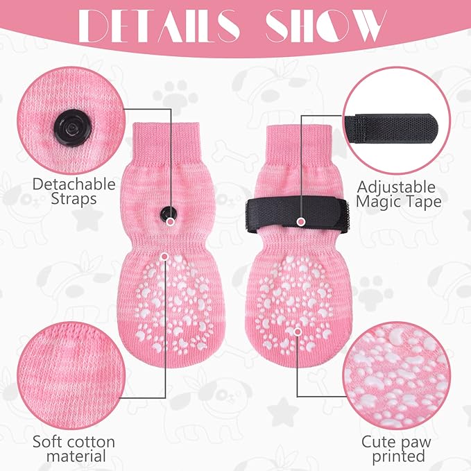 EXPAWLORER Anti Slip Dog Socks to Prevent Licking Paws, Dog Shoes for Hot Pavement, Dog Booties for Small Medium Large Senior Dogs, Traction Control Dog Boots & Paw Protectors for Hardwood Floors