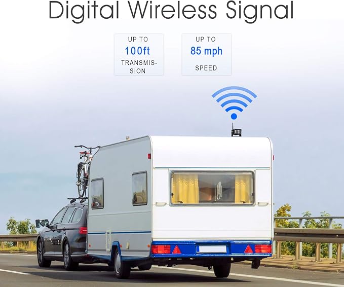 Digital Wireless Backup Camera System Kit, IP69 Waterproof Wireless Rear View Camera + 7’’ LCD Wireless Reverse Monitor for RV/Truck/Trailer/Bus/Camper/5th Wheel (W01-7 inch)