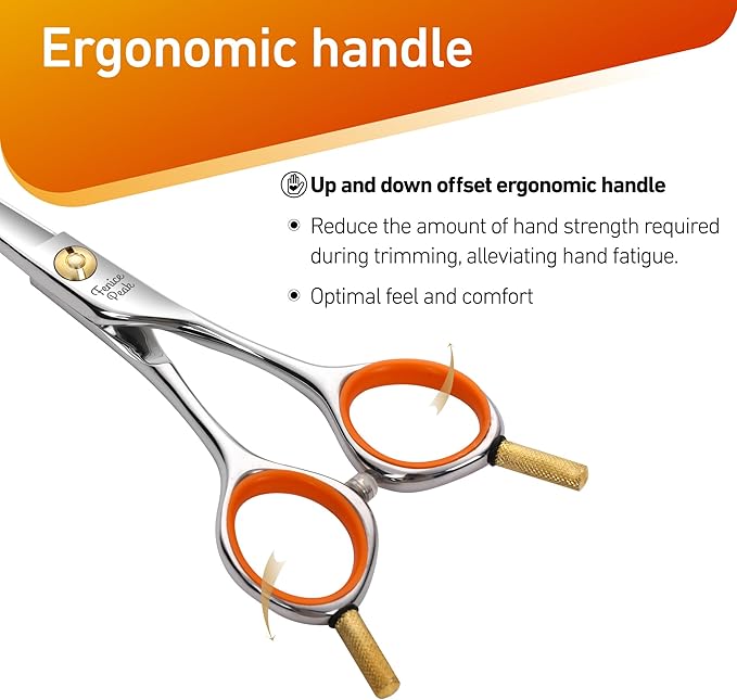 Fenice Peak 5'' Small Curved Scissors Lightweight Dog Cat Grooming Scissors with Safety Round Tip JP440C Stainless Steel Sharp Blades for Body Facial Nose Ear and Paw Hair Easy Use