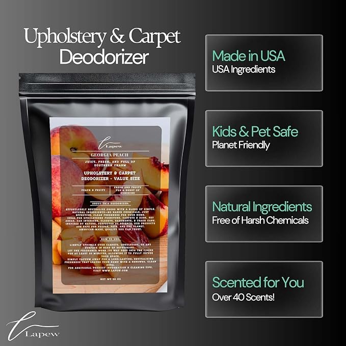 Georgia Peach Carpet Freshener Powder Refill 36 oz | Powerful Odor Eliminator for Home | Upholstery Deodorizer | Carpet Deodorizer | Pet Urine | Cat Litter Box