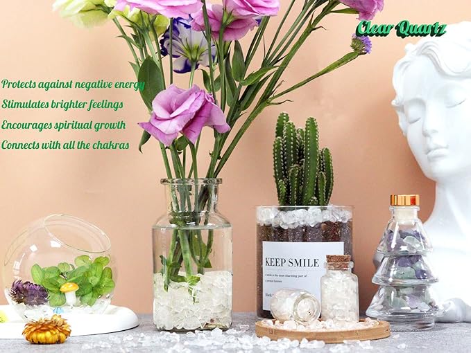 Clear Quartz Healing Crystal Chips Bulk Gemstones Sets Tumbled Crushed Stones Crushed Crystals Natural Rocks for Fountain Rocks Decoration Reiki Energy Balancing Meditation Aquarium Gravel 0.44lb