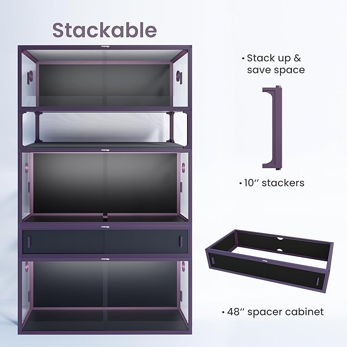 85 Gallon Reptile Tank, Front Opening Snake Tank for Easy Maintenance, Reptile Enclosure with Top Screen Ventilation 48''x24''x18''