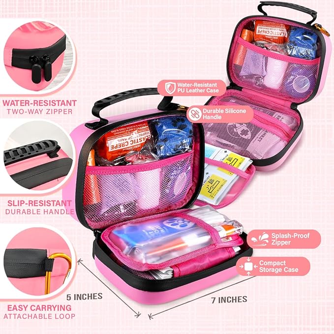 EVERLIT Pet Medic First Aid Kit | 95 Pcs Vet-Approved Medical, Outdoor & Emergency Supplies for Dogs, Cats, Animal Care | Travel-Friendly Compact Bag for Home, Car and Travel (Valentine Lace)