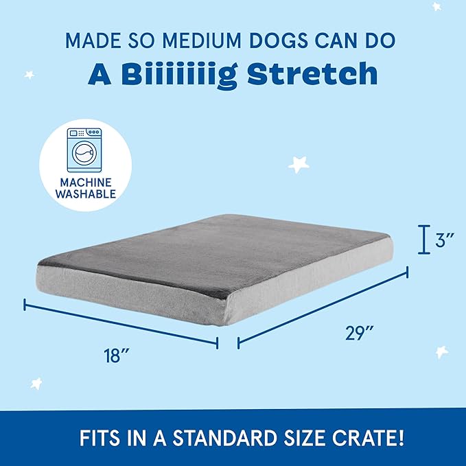 Barkbox Orthopedic Dog Bed with Memory Foam, Premium Comfort for Dogs and Puppies, Dog Beds for Joint Relief and Restful Sleep, Durable and Easy to Clean - Grey, Medium