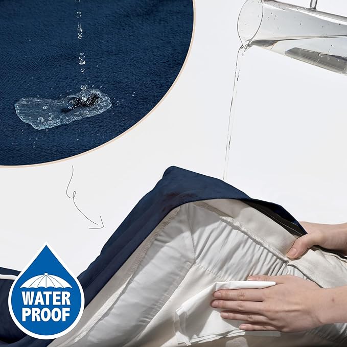 Comfort Expression Large Dog Beds Waterproof Orthopedic Foam Dog Sofa Beds Comfy Pet Bed with Washable Removable Cover & Non-Slip Bottom(Large,Navy Blue)