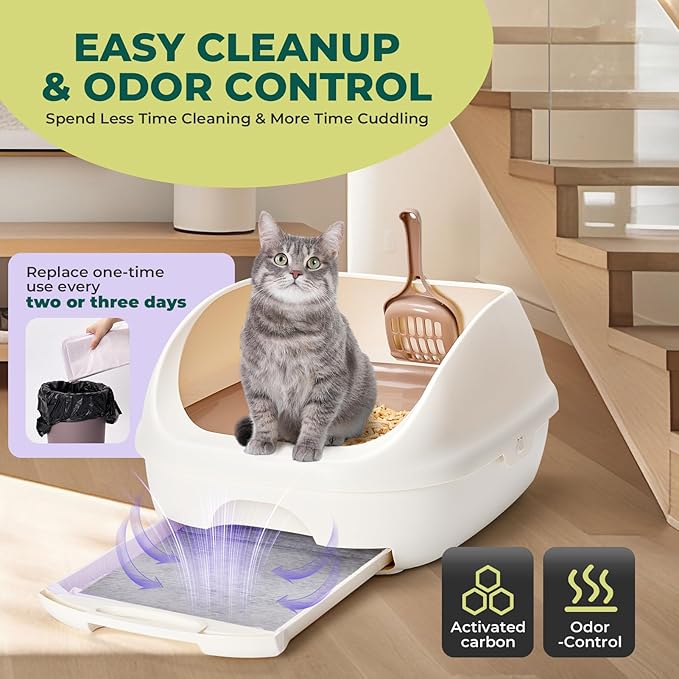 Cat Pads Refills for Tidy Cats Breeze Litter System - Super Absorbent 6-Layer Pads for Odor Control, Activated Carbon - 16.9" x 11.4" - Pack of 20 Litter Box Replacement Pads