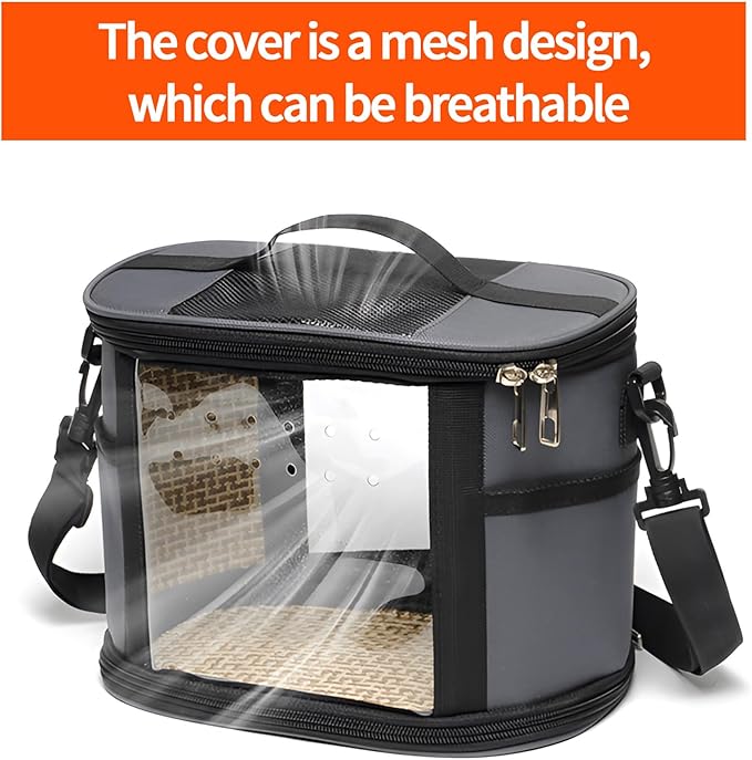 Bird Travel Carrierm, Small Bird Travel Backpack Carrier Cage with Tray and Breathable Clear Window, for Parakeet Cockatiel Budgies, for Camping Hiking (Large-Pink)