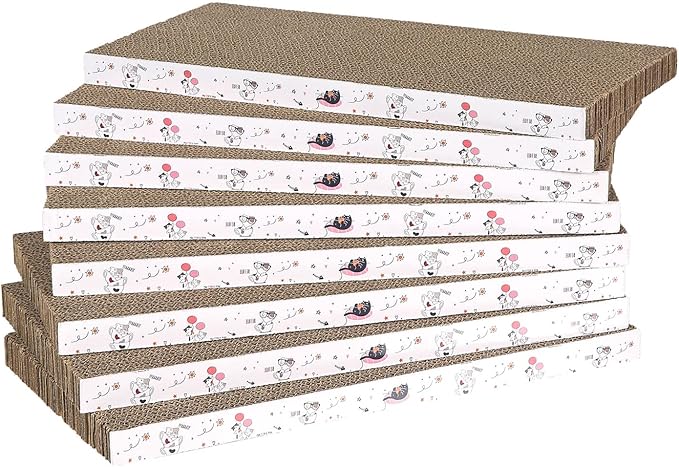 8 Packs in 1 Cat Scratch Pad, Cat Scratcher Cardboard,Reversible,Durable Recyclable Cardboard, Premium Scratch, Suitable for Cats to Rest, Grind Claws and Play