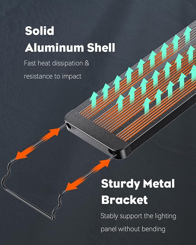 Pawfly 48W Saltwater Aquarium Light for 48" to 54" Fish Tanks Dimmable LED Reef Light for Coral Extendable Marine Fish Tank Light with Full Spectrum D/N Mode Timer Auto On/Off Adjustable Brightness