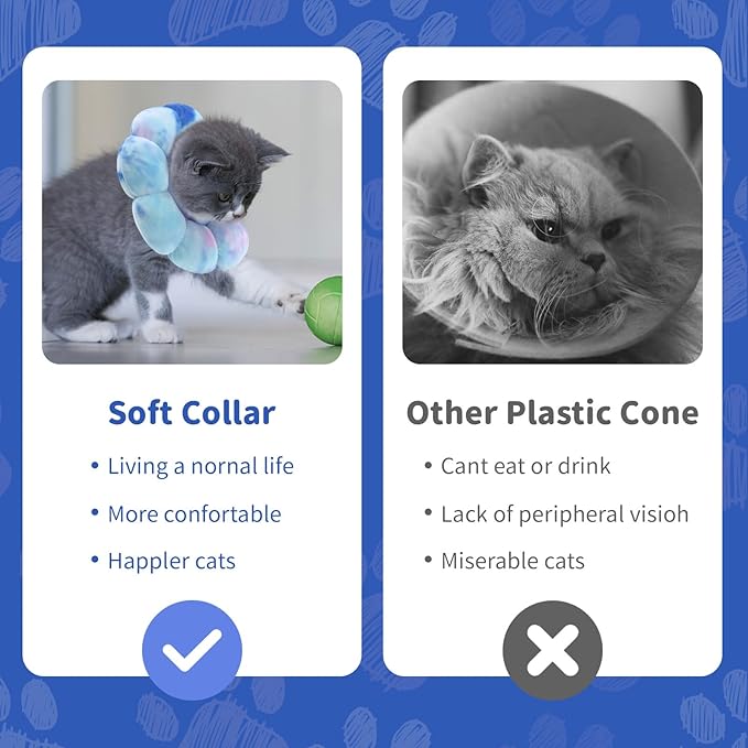 Dog Cat Surgical Recovery Cone Dog Protective Collar, Pet Recovery E-Collar Soft Neck Cone to Stop Licking Wound for Cats & Kittens Small Dog After Surgery