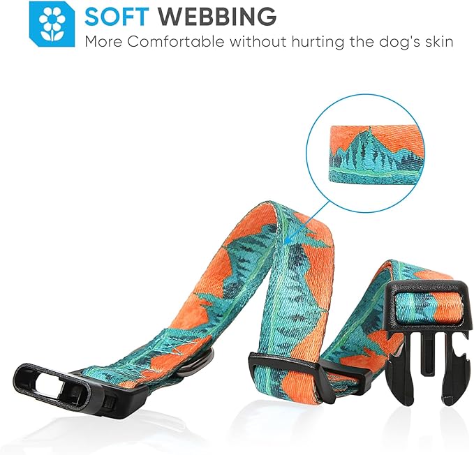 HEELE Dog Collar, Adjustable Soft Dog Collar for Small Medium Large Dogs,Floral Patterned Puppy Collars with Quick Release Buckle L Length 15.94''-25.59'