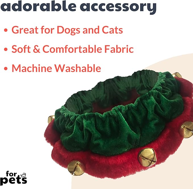 Huxley & Kent Ruff Pet Scrunchy | Elf (Extra-Large) | Festive Christmas/Holiday Neckwear for Dogs/Cats | Fun Stretchable Costume Accessory | Soft Collar with Bells